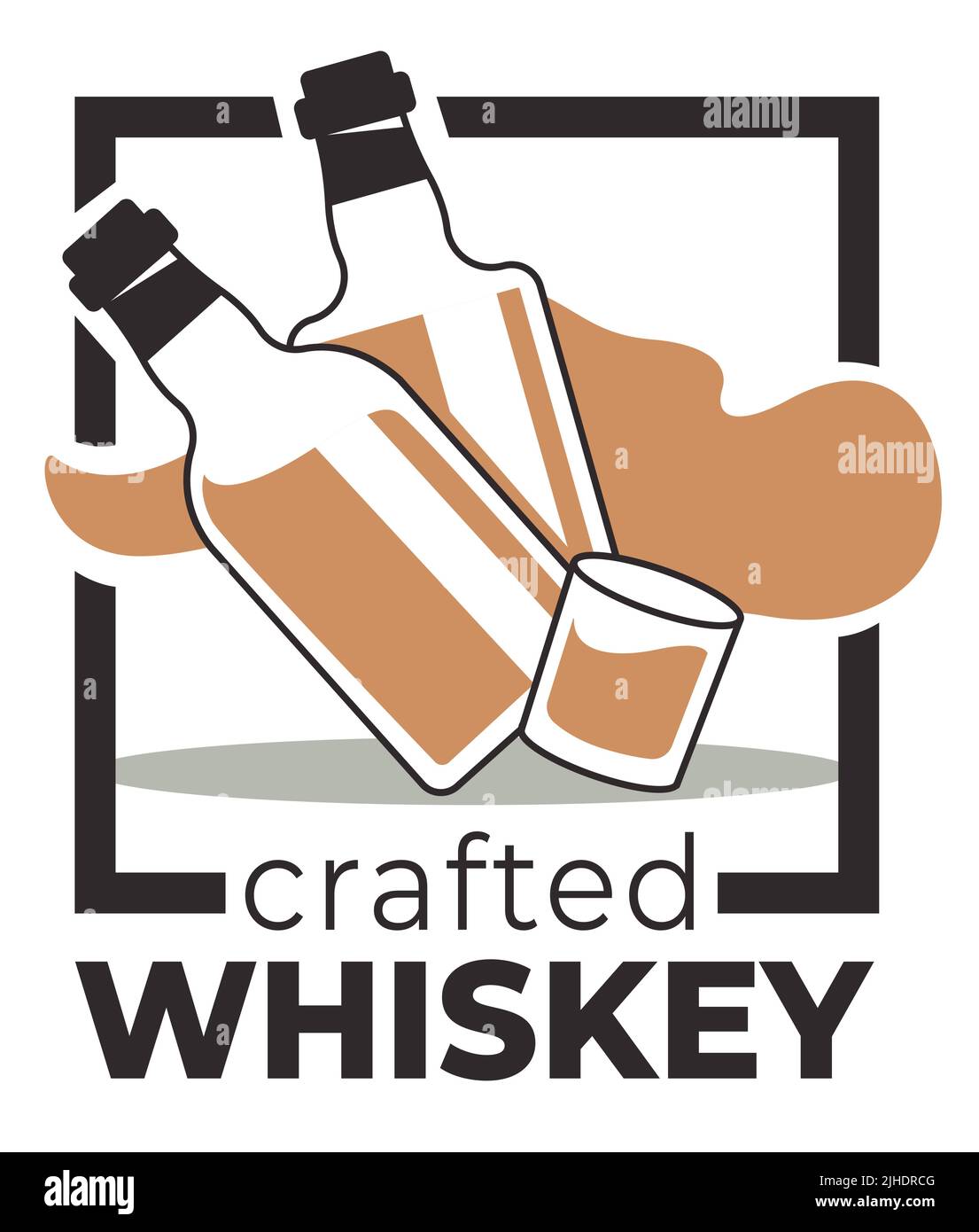 Herstellung von Whiskey, extra spezielle Komponenten und Technologie der Herstellung. Vektor im flachen Stil Stock Vektor