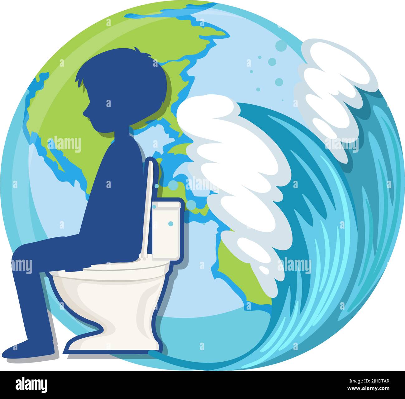 Mann sitzt auf Toilette Symbol Abbildung Stock Vektor
