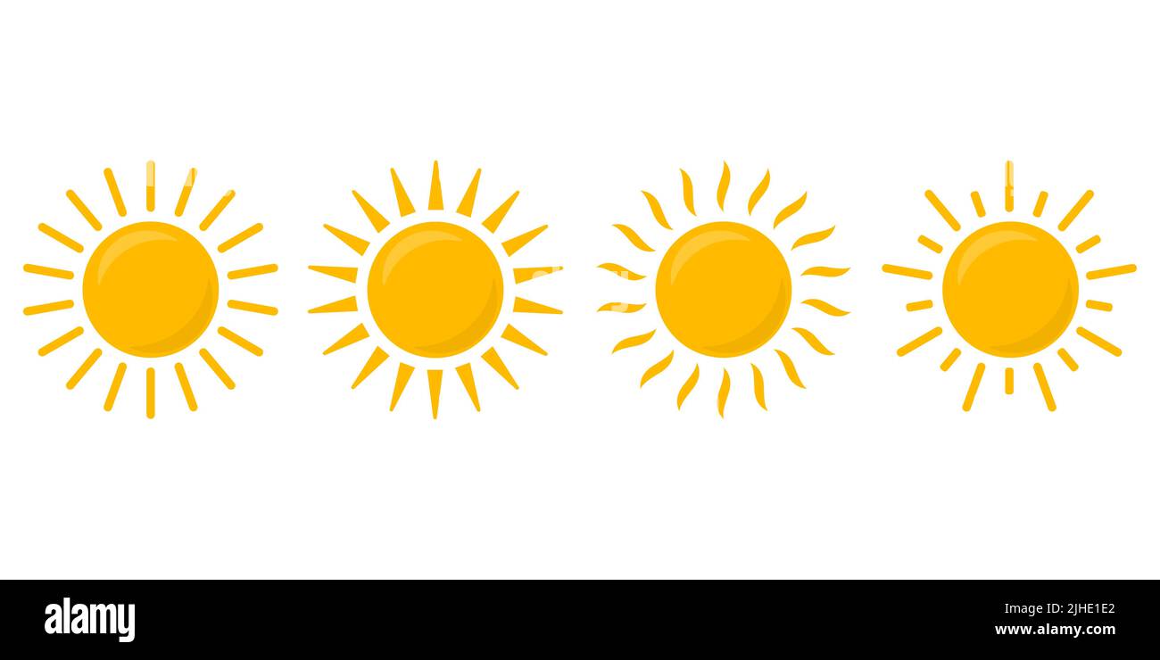 Sonnensymbol wird isoliert auf weißem Hintergrund gesetzt. Vektorgrafik Stock Vektor