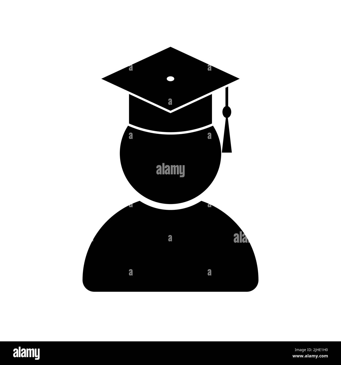 Graduate Student mit Abschlusskappe Symbol isoliert auf weißem Hintergrund. Vektorgrafik Stock Vektor