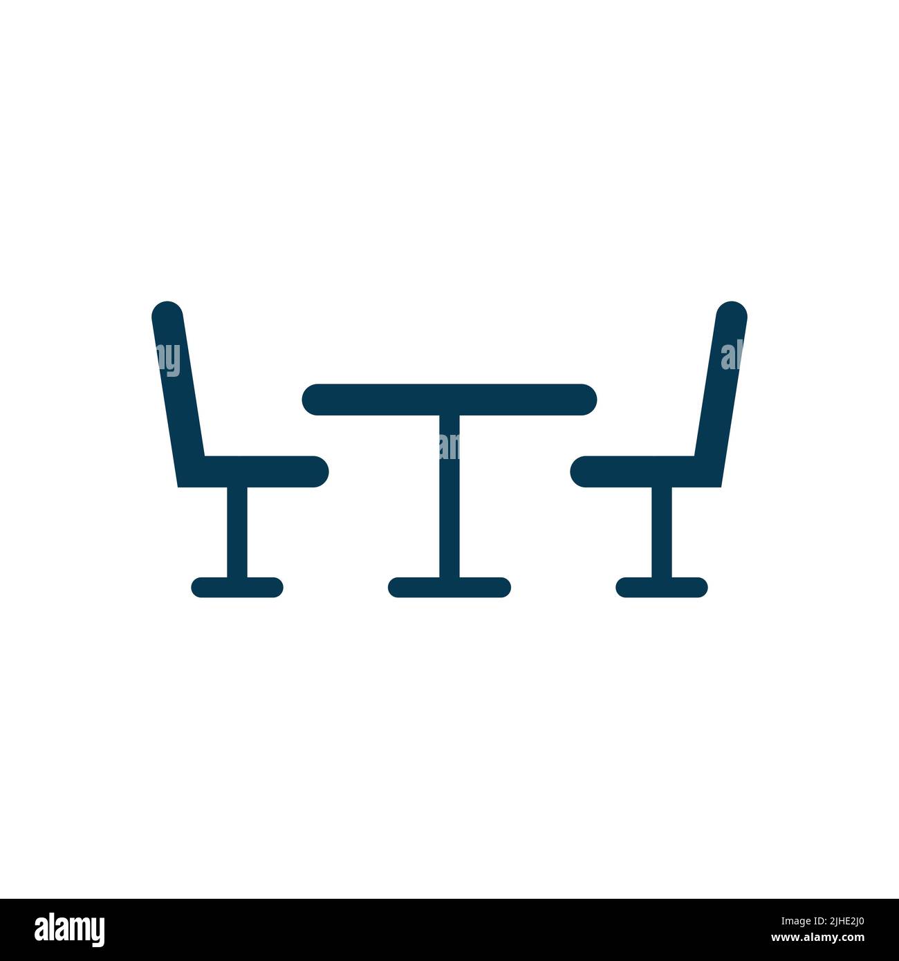 Symbol für Tisch und Stühle auf weißem Hintergrund isoliert. Vektorgrafik Stock Vektor