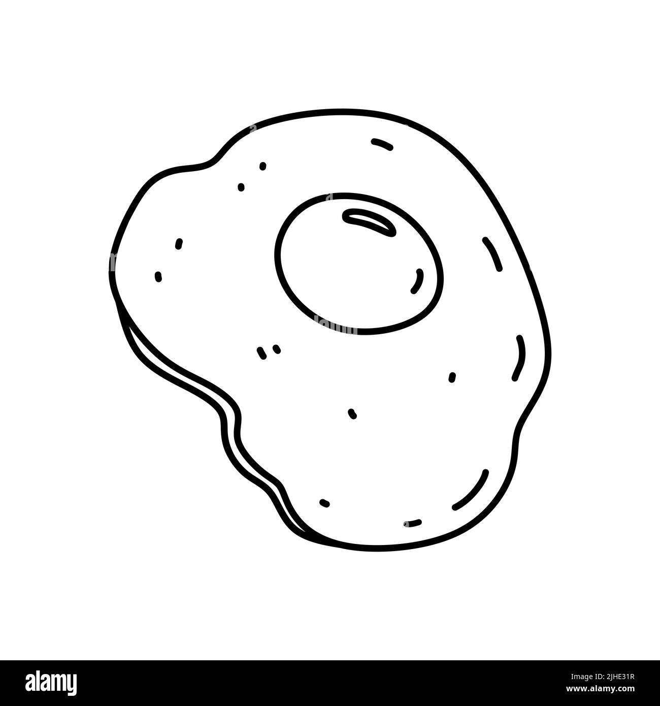 Spiegelei isoliert auf weißem Hintergrund. Protein-Frühstück. Vektor-handgezeichnete Illustration im Doodle-Stil. Perfekt für Rezepte, Dekoration, Logo, Menü, verschiedene Designs. Stock Vektor