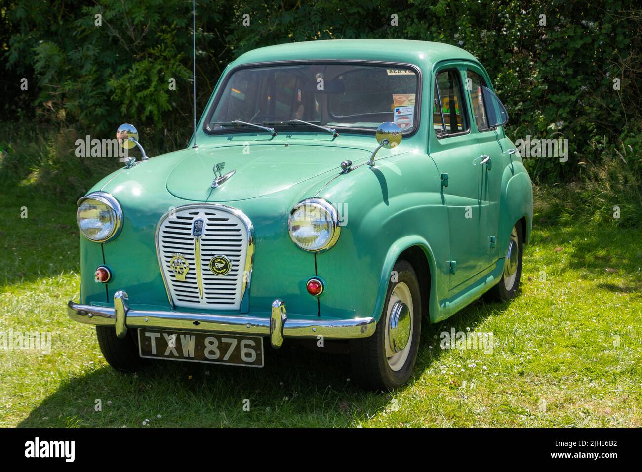 Grüner Vintage-Klassiker des britischen Automobiles Austin A35 Stockfoto
