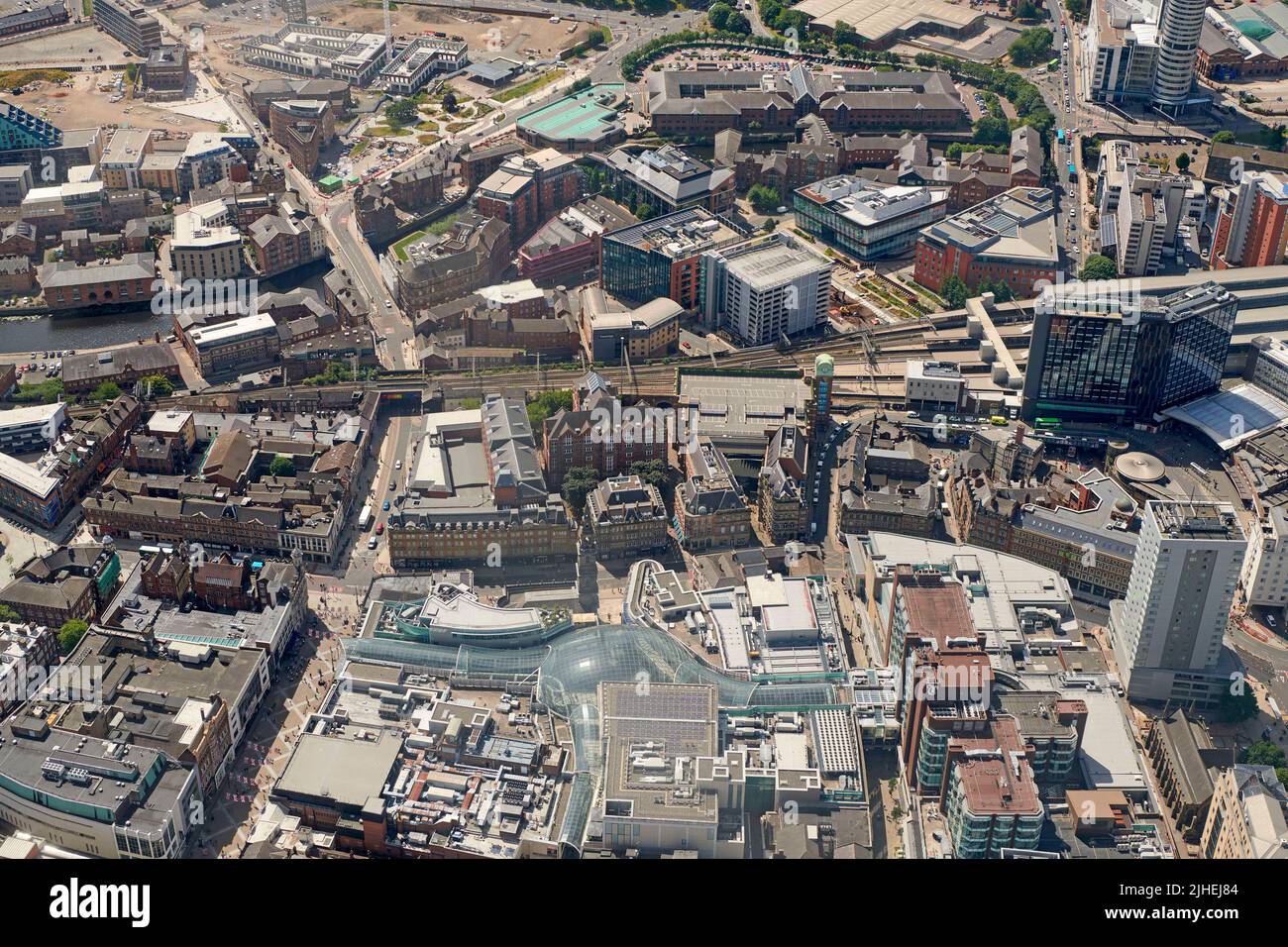 Luftaufnahme der Südseite des Leeds City Centre, West Yorkshire, Nordengland, Großbritannien Stockfoto