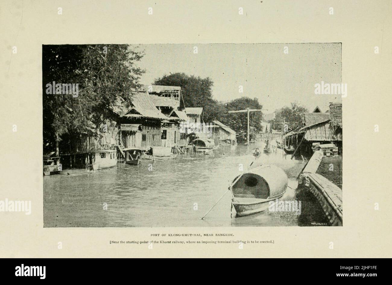 Hafen von Klong-Khut-Mai, in der Nähe von Bangkok aus dem Artikel "JÜNGSTE FORTSCHRITTE IN SIAM" von Factory and Industrial Management Magazine Volume 6 1891 Publisher New York [etc.] McGraw-Hill [etc.] Stockfoto