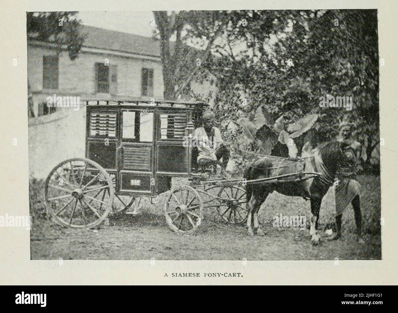 Ein siamesischer Pony Cart aus dem Artikel "JÜNGSTE FORTSCHRITTE IN SIAM" vom Factory and Industrial Management Magazine Volume 6 1891 Publisher New York [etc.] McGraw-Hill [etc.] Stockfoto