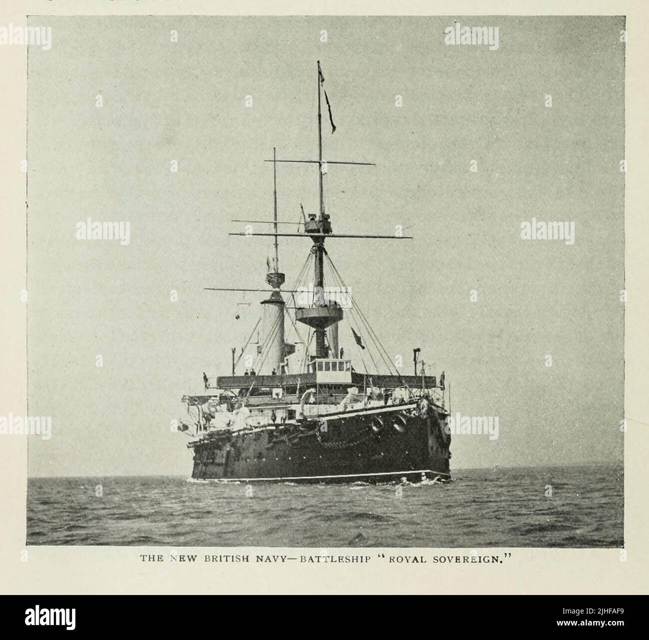 Das Schlachtschiff der New British Navy ' Royal Sovereign ' aus einem Artikel ' SCHIFFE DER NEUEN BRITISH NAVY ' von W. Laird Clotvcs vom Factory and Industrial Management Magazine Volume 6 1894 Publisher New York [etc.] McGraw-Hill [etc.] Stockfoto