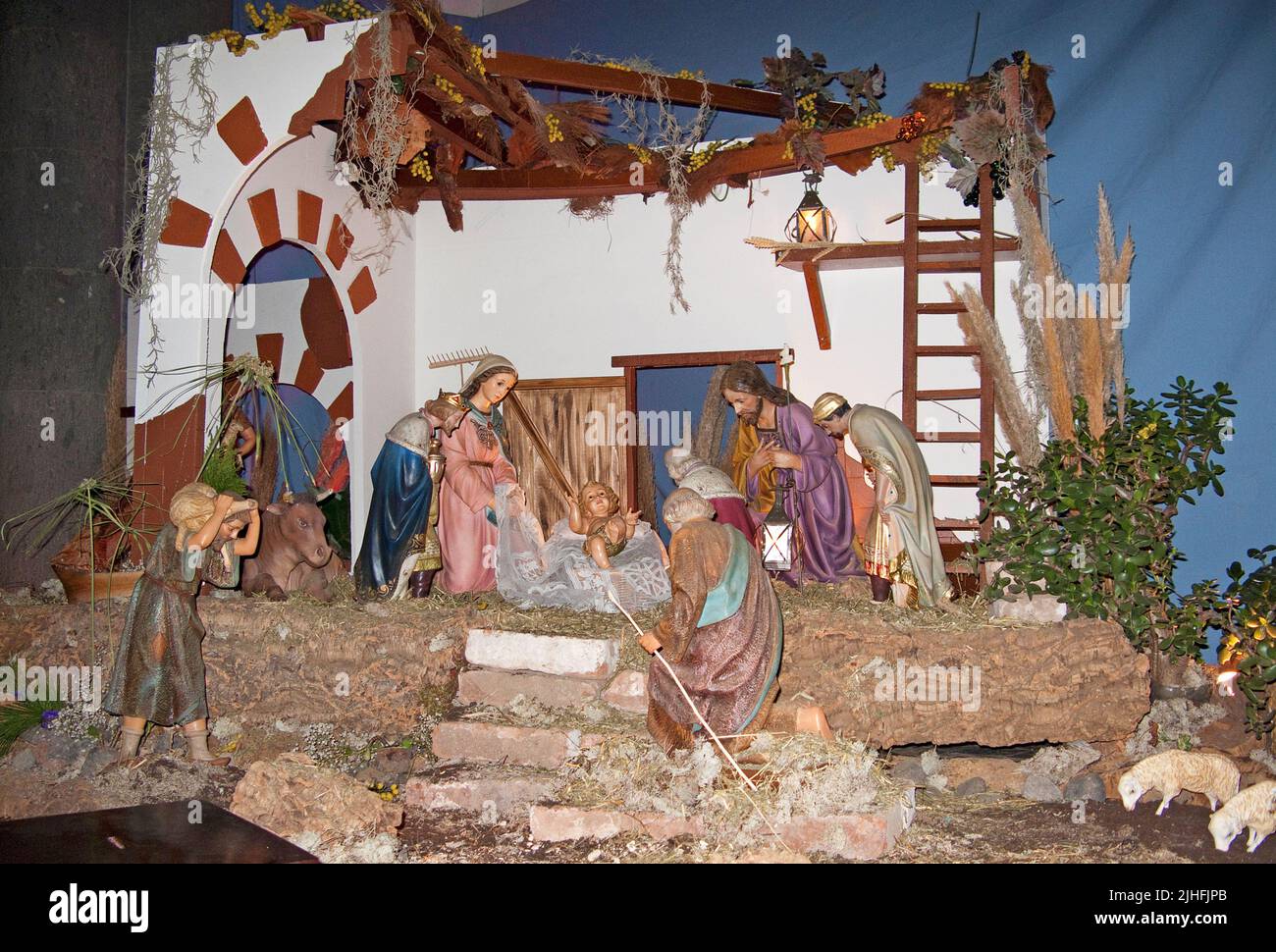 Weihnachtsszene in der Basilica de Nuestro Senora del Pino, Teror, Kanarischen Inseln, Spanien, Europa Stockfoto