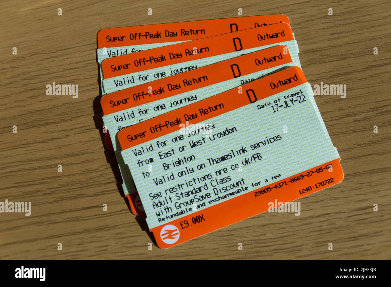 Vereinigtes Königreich Zug Ticket Gruppe sparen Rabatt Stockfoto