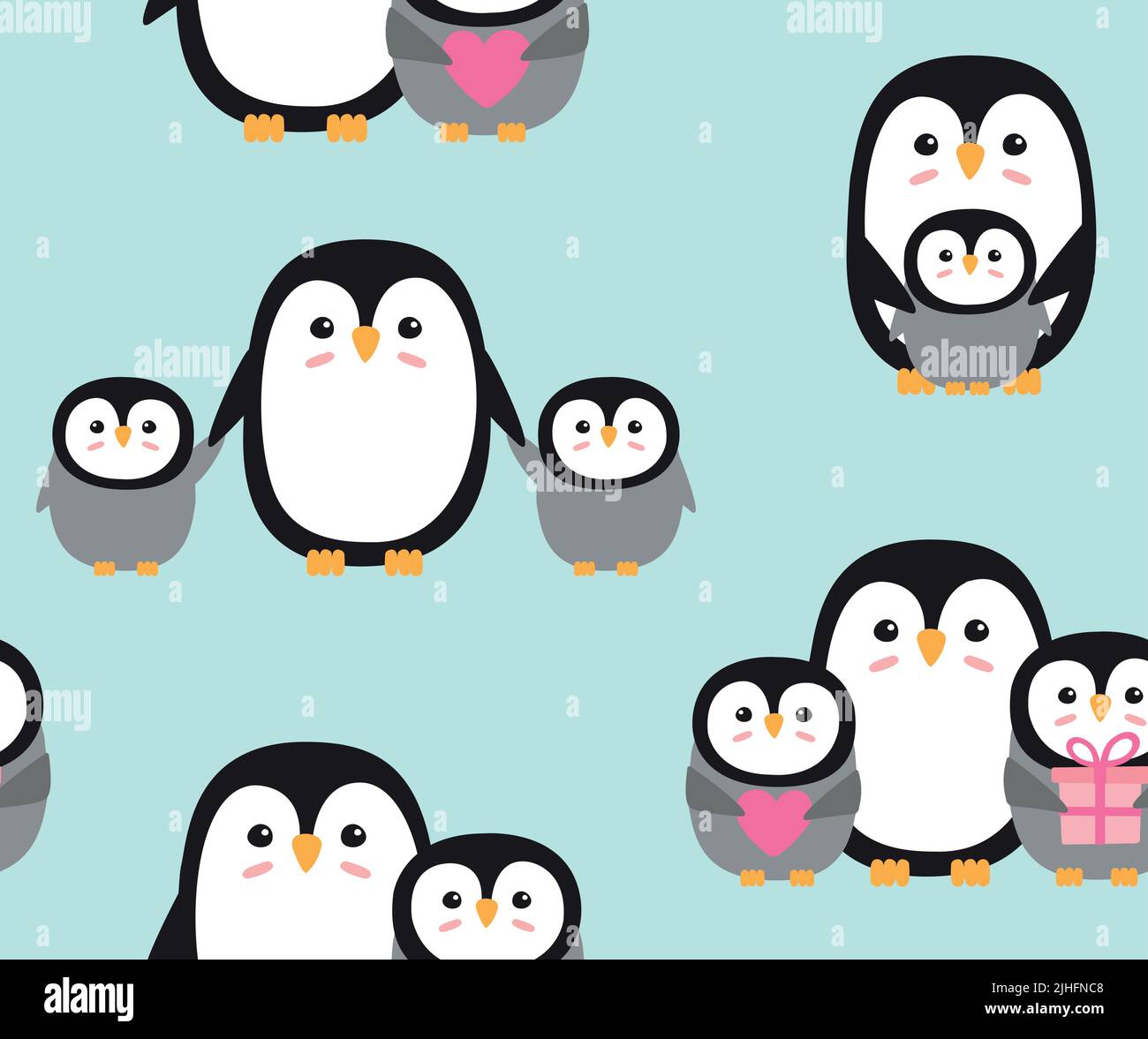 Vektor nahtloses Muster von Pinguin Mutter und Baby Stock Vektor