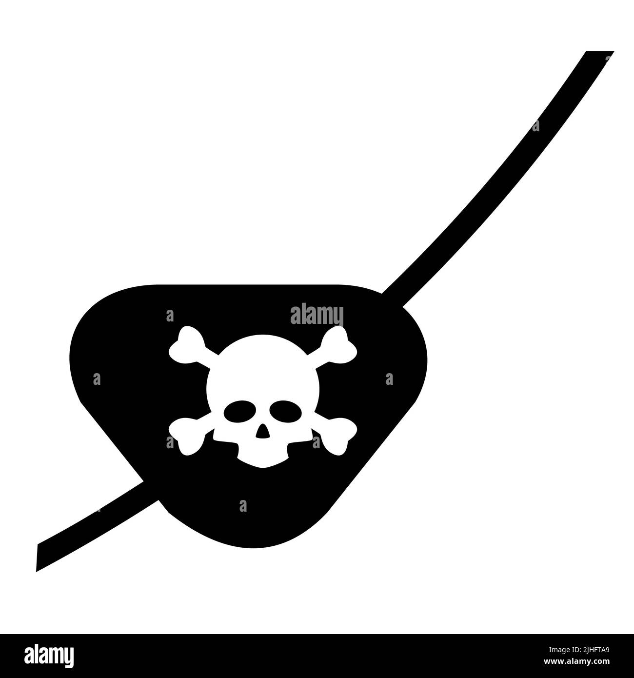 Pirate Augenaufnäher. Pirate Accessoire Symbol. Skull Jolly Roger Zeichen. Flach Stil. Stockfoto