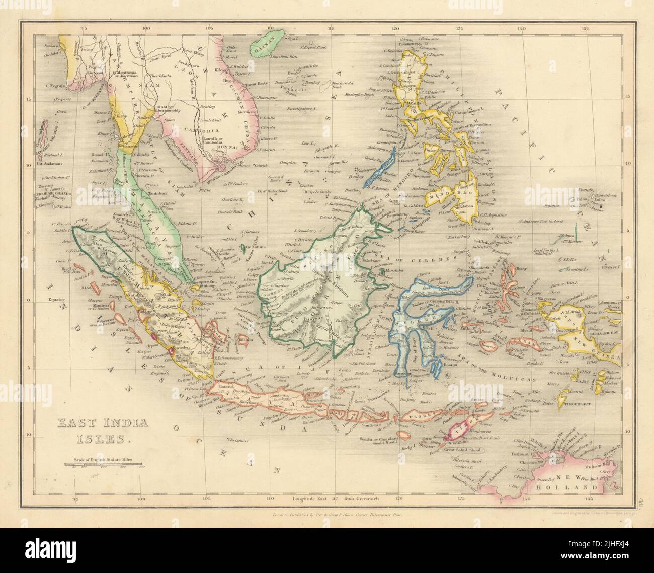 East India Isles von John Dower. Indonesien Philippinen Malaya 1845 alte Karte Stockfoto
