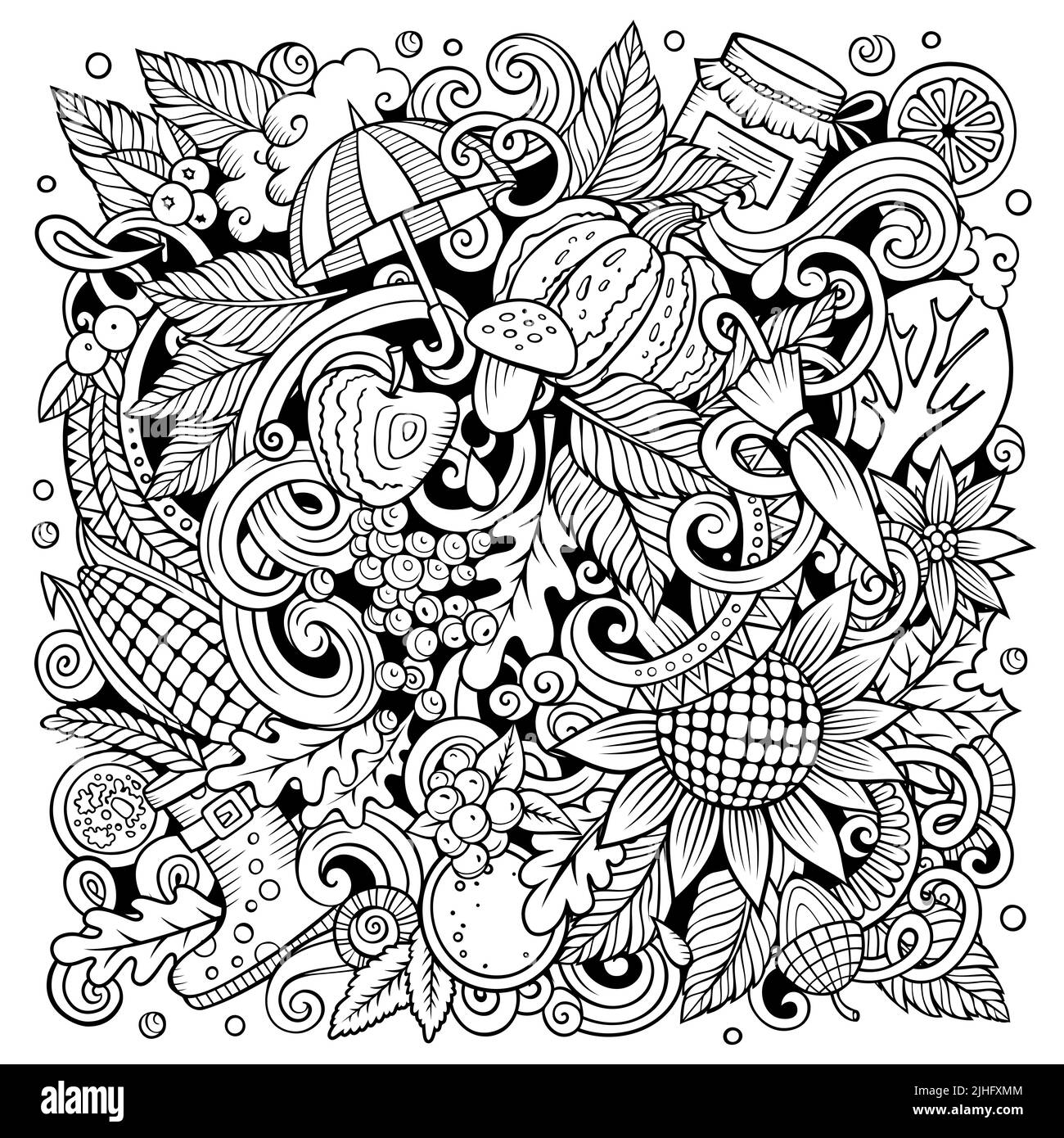 Herbst Cartoon Vektor Kritzeleien Illustration Stock Vektor