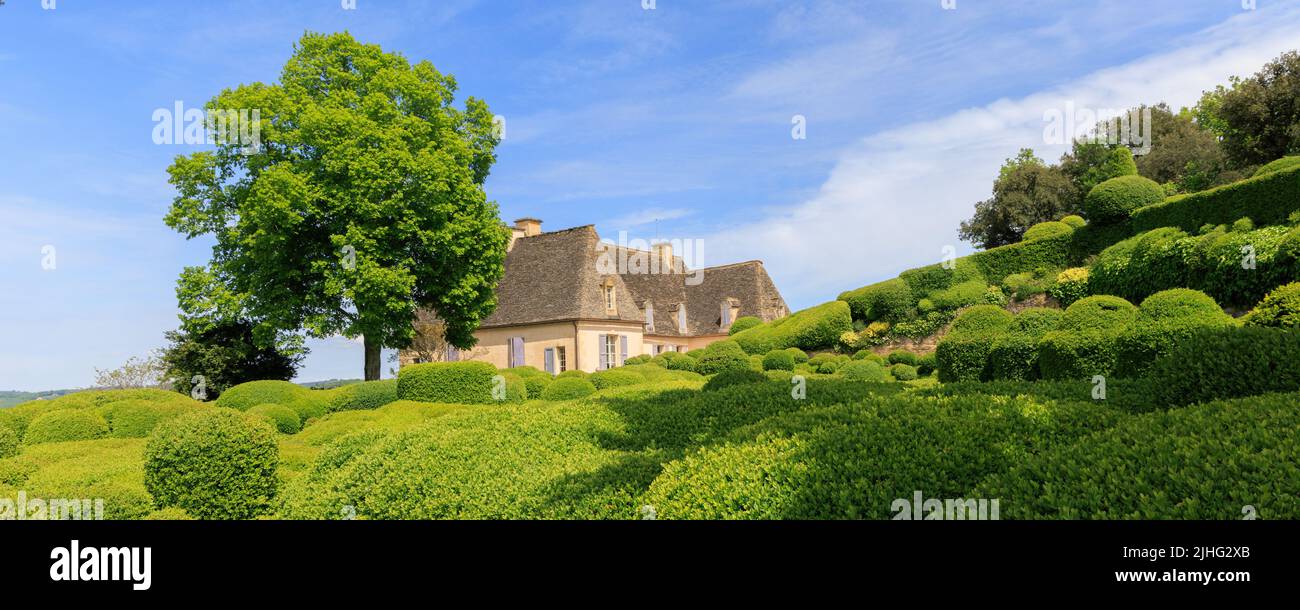Marquyssac-Gärten in der Nähe von Beynac am Fluss Dordogne in der Region Perdigord in Frankreich Stockfoto