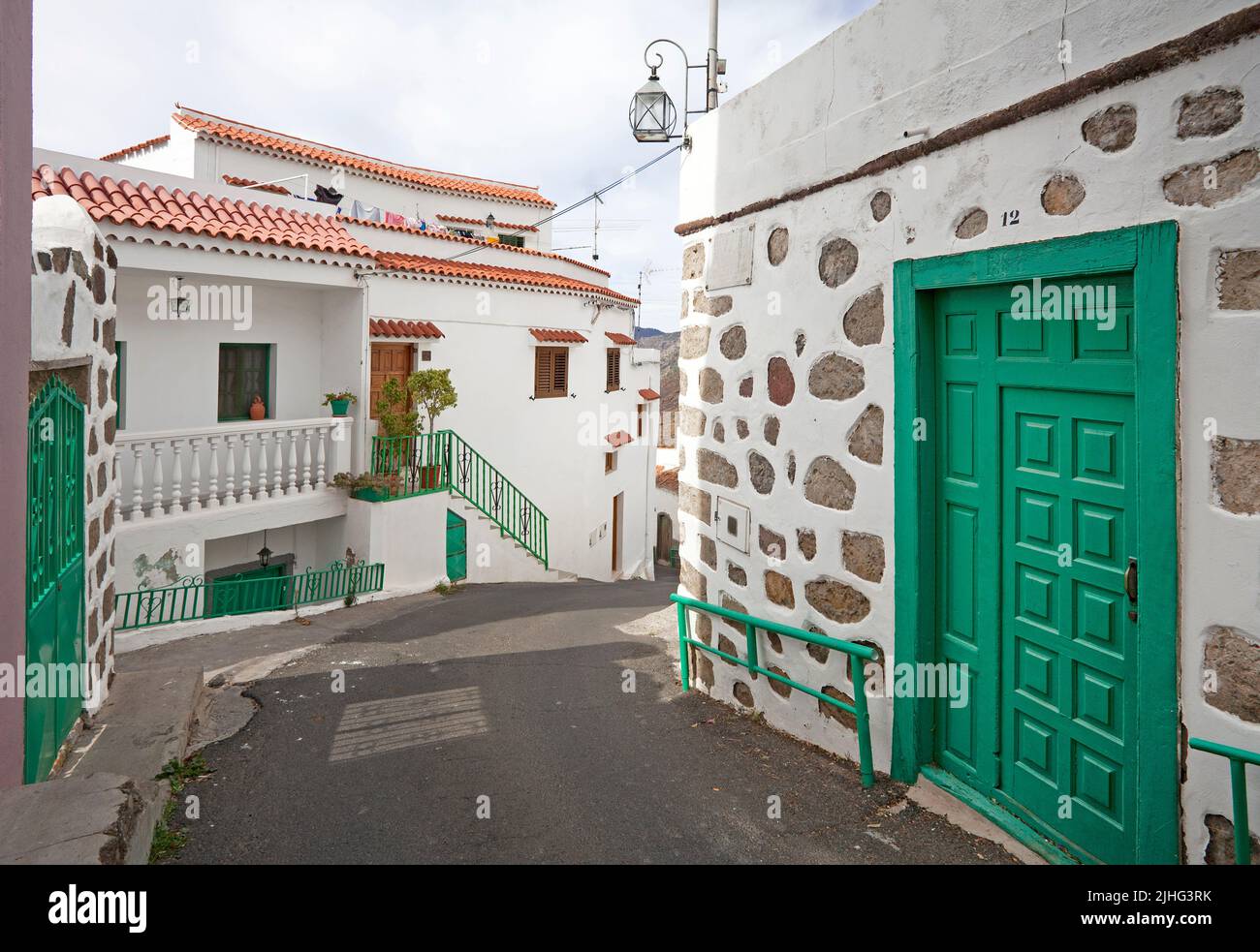 Typische Kanarische Häuser im Bergdorf Tejeda, Kanarische Inseln, Spanien, Europa Stockfoto