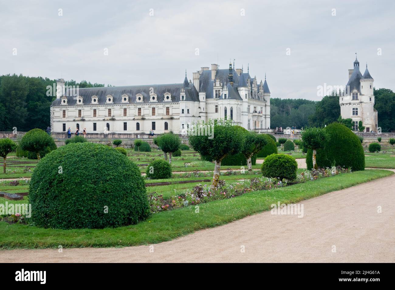 Chateau De Chenonceau aus dem Garten des Dianes Loire-Tals Frankreich Stockfoto