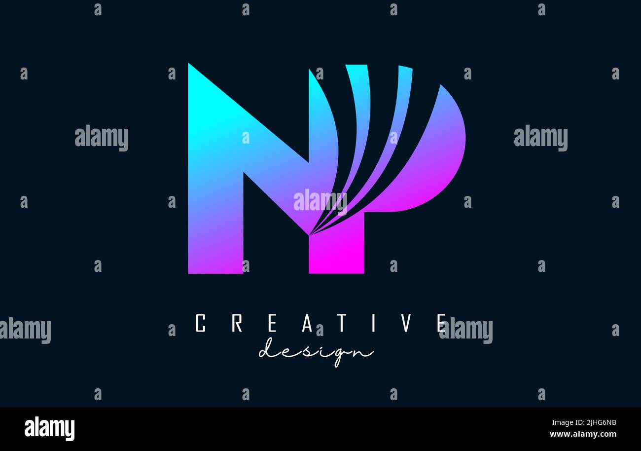 Kreatives, farbenfrohes NP n p-Logo mit aufführenden Linien und Straßenkonzept. Buchstaben mit geometrischem Design. Vektorgrafik mit Brief und cr Stock Vektor