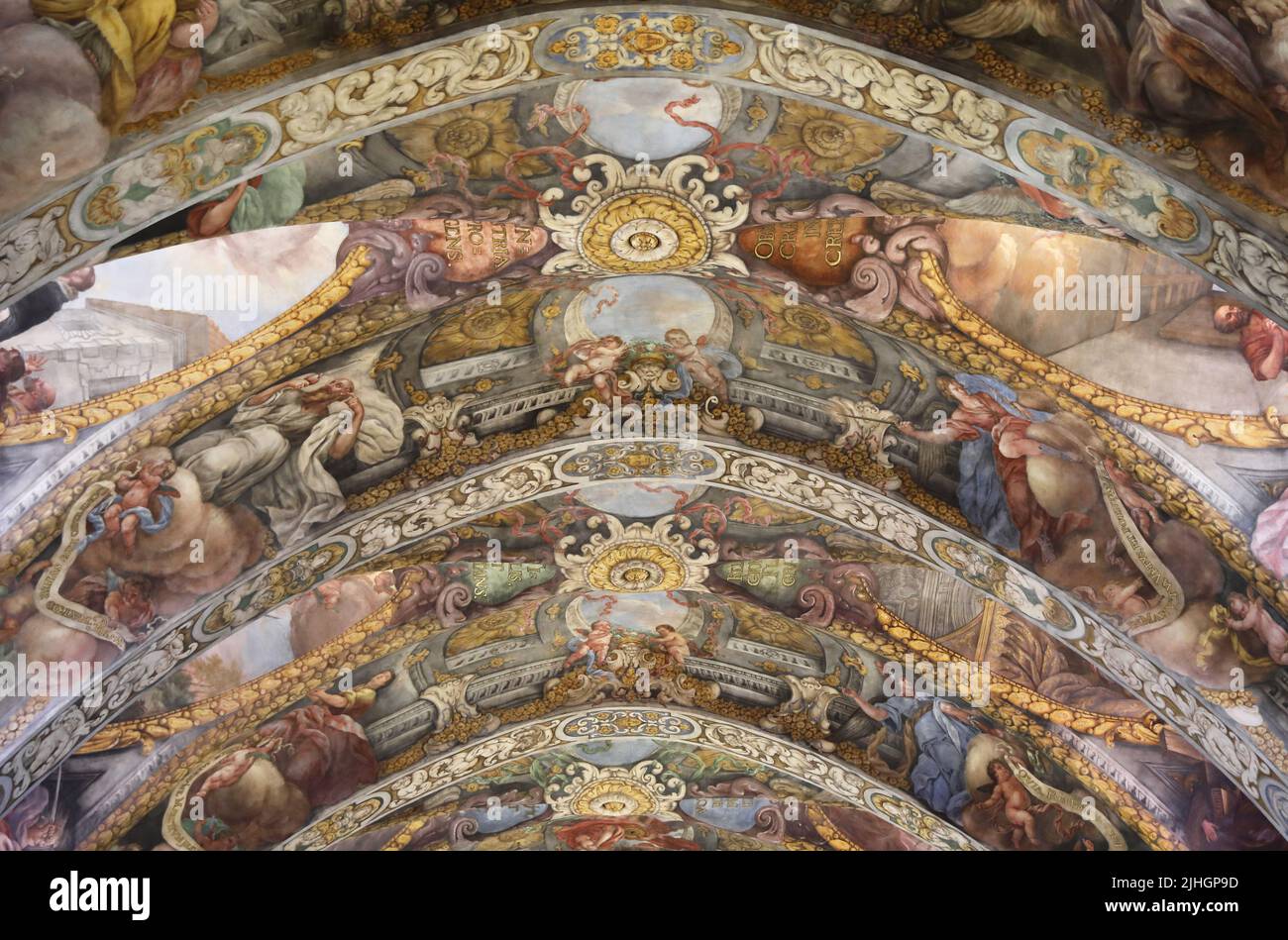 Das Innere der schönen San Nicolas de Bari und San Pedro Martir, einer valencianischen gotischen RC Kirche, bekannt als Sixtinische Kapelle von Valenca, in Spanien Stockfoto