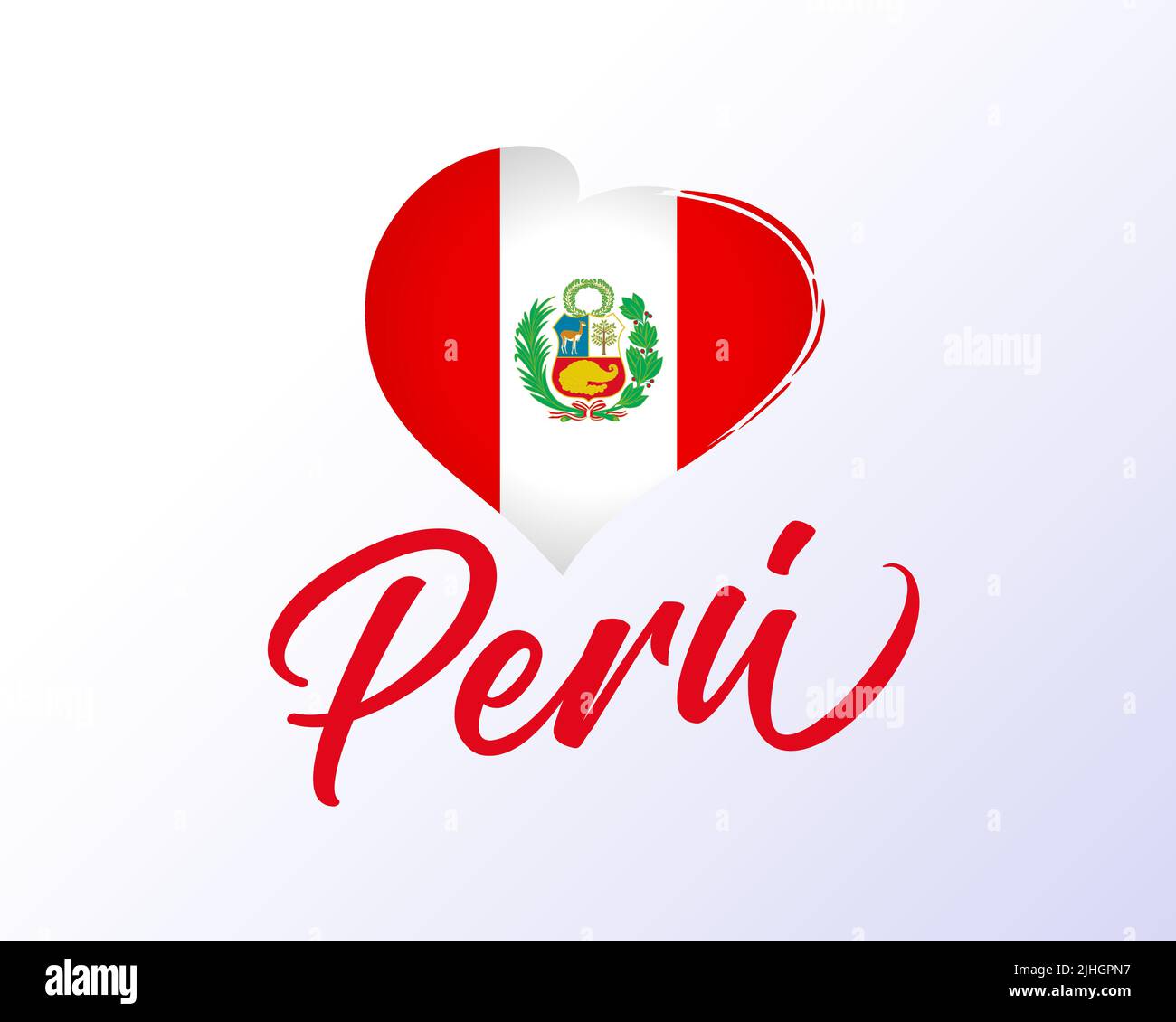 Peru, 28. Juli Unabhängigkeitstag mit Flagge im Herzen. Felices Fiestas Patrias, Übersetzung - Happy National Holiday Peru. Vektorgrafik Stock Vektor