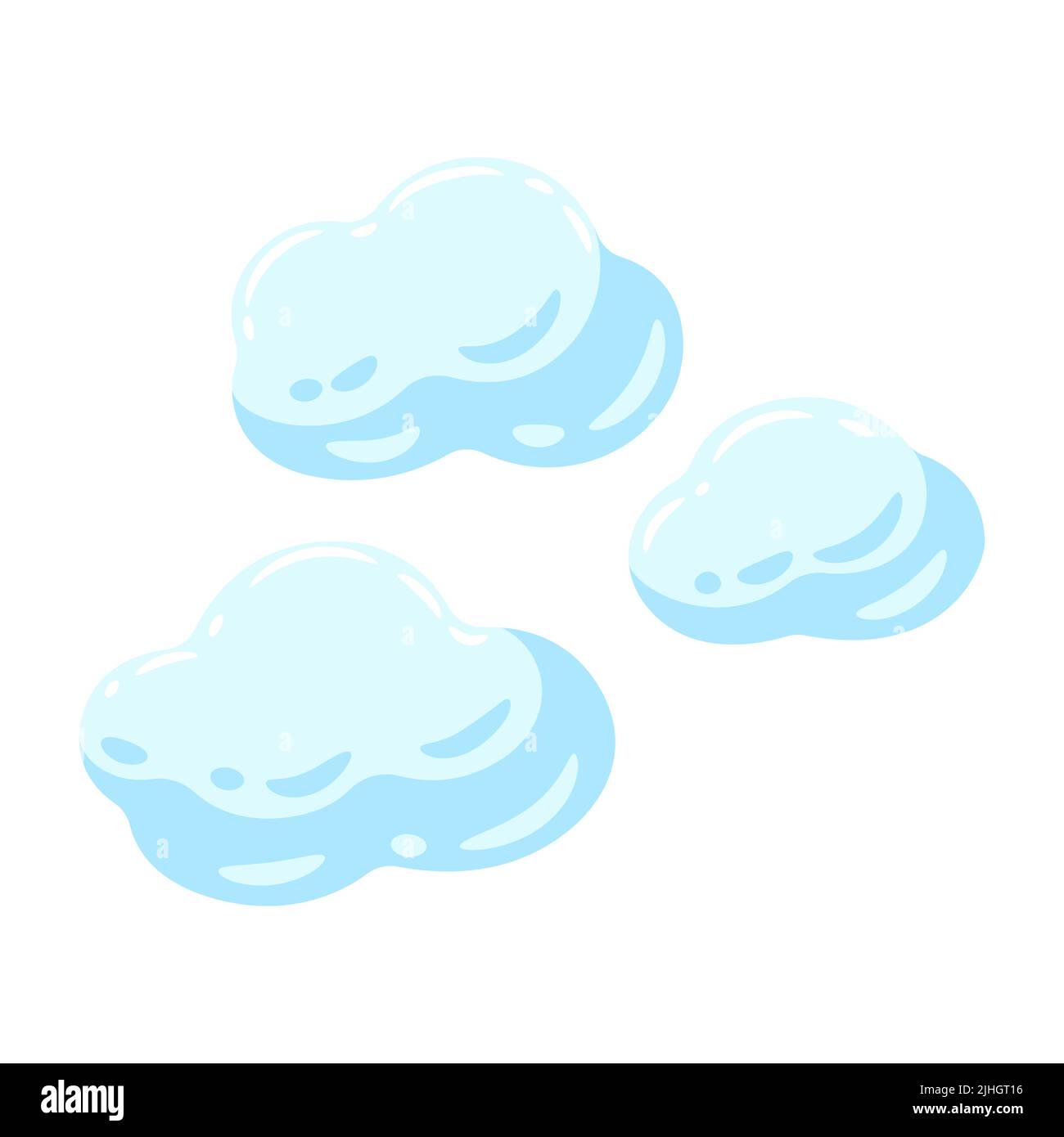 Illustration von blauen Wolken. Cartoon niedliches Bild des bewölkten Himmels. Stock Vektor
