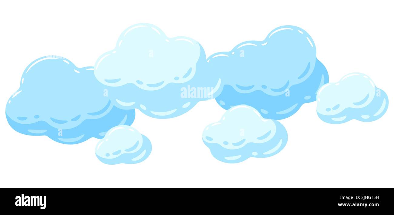 Hintergrund mit blauen Wolken. Cartoon niedliches Bild des bewölkten Himmels. Stock Vektor