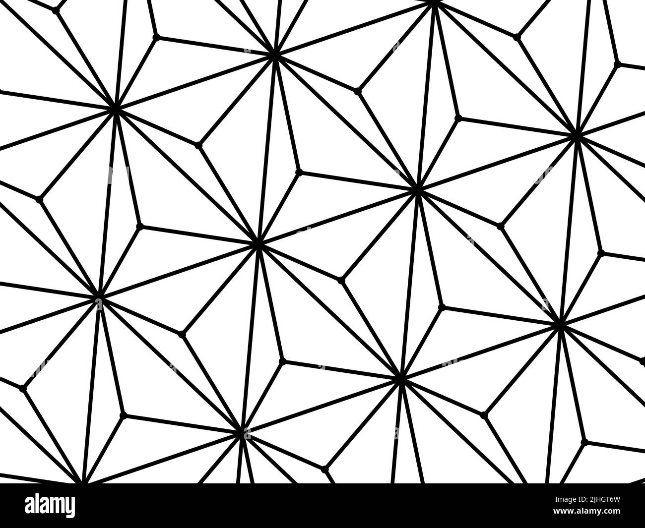 Geometrisches Muster, schwarze Umrissdarstellung auf weißem Hintergrund, abstrakte digitale Illustration. 3D Rendern Stockfoto