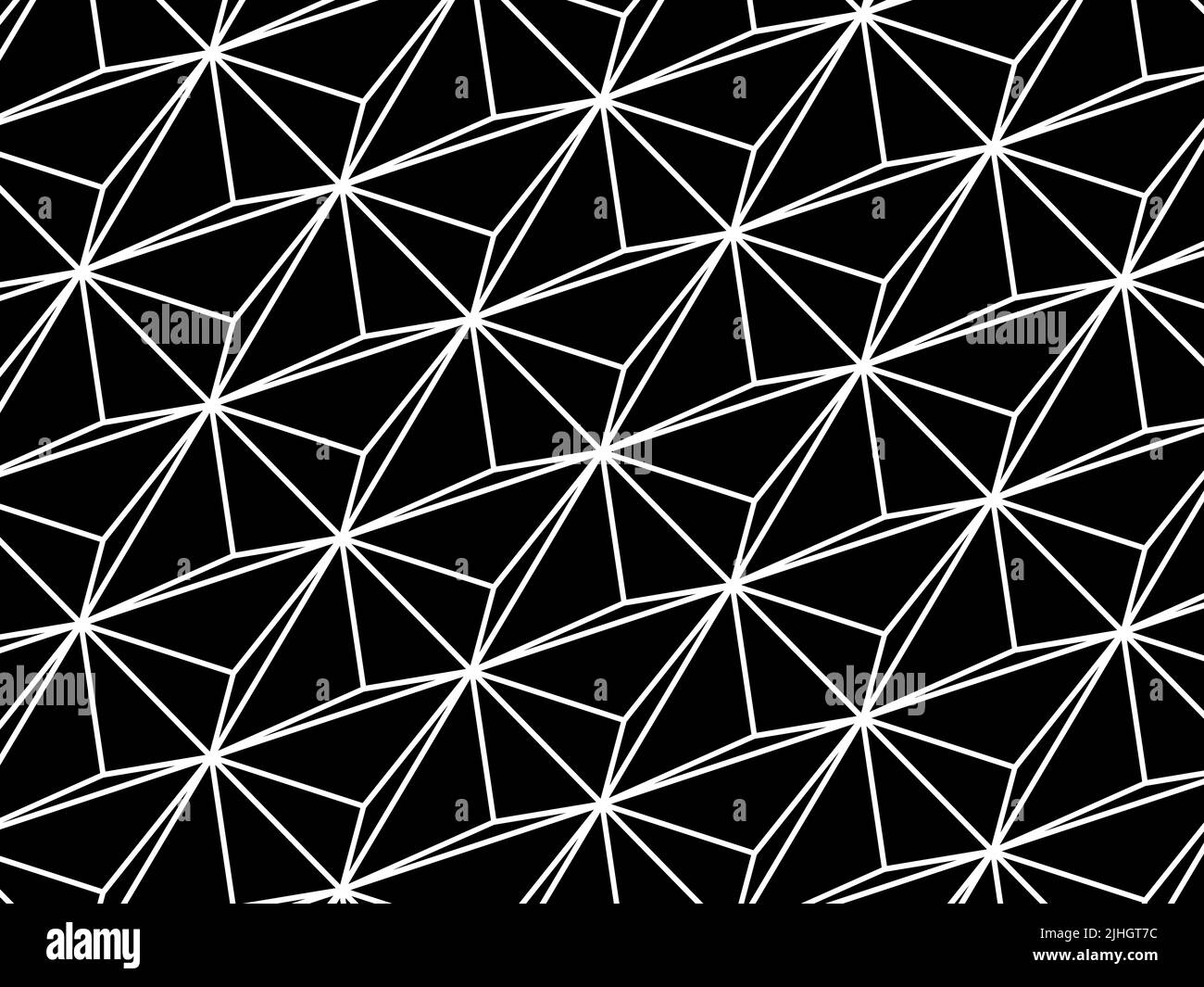 Geometrisches Muster, weiße Umrissdarstellung auf schwarzem Hintergrund, abstrakte digitale Illustration. 3D Rendern Stockfoto