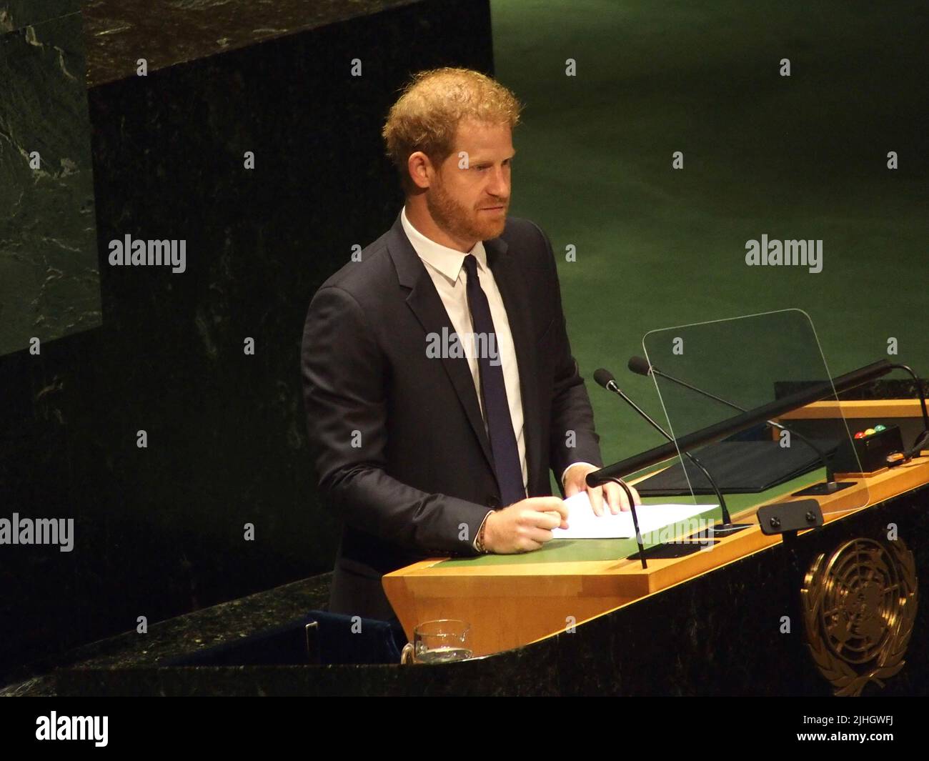 18. Juli 2022, New York, New York, USA: 18. Juli, 2022 NEW YORK United Nations .Nelson Mandela Day. Prinz Harry, der Herzog von Sussex, hält die Keynote an die Mitglieder der Generalversammlung (Foto: © Bruce Cotler/ZUMA Press Wire) Stockfoto