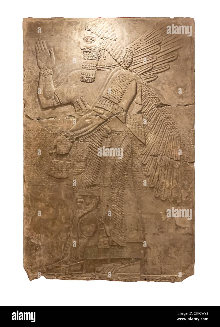 Geflügelte Gottheit. Relief aus dem Palast von Ashurnasirpal II in Kalhu, (Nimrud) - Kalkstein - IX Jahrhundert v. Chr. Hermitage Museum Stockfoto