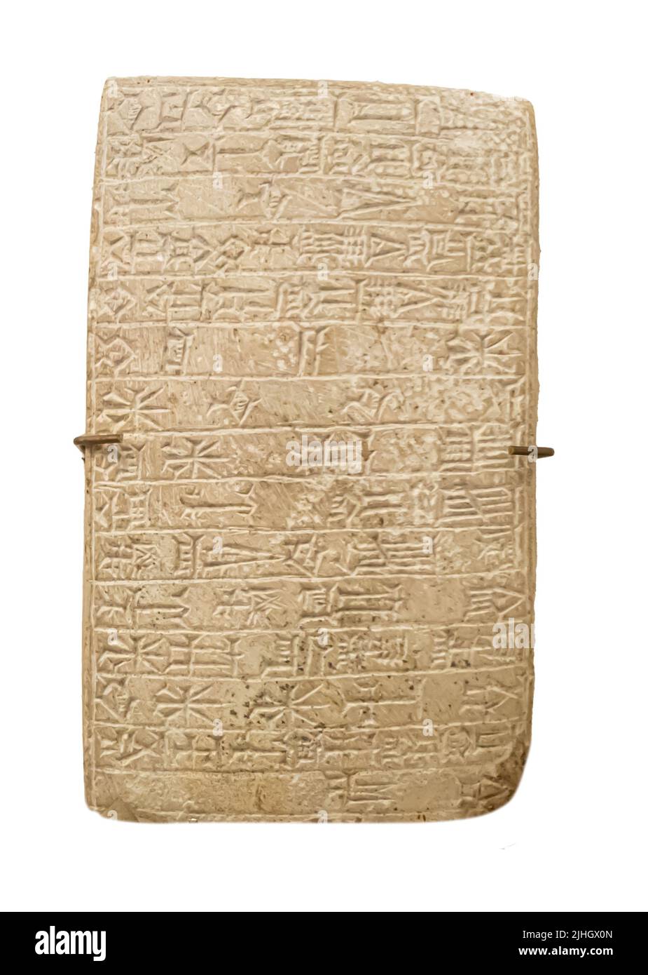 Plano-konvexe Kalksteintafeln mit Inschriften von Waradsin und Rimsin. Larsa. 19. - 18. Jahrhundert v. Chr. Stockfoto