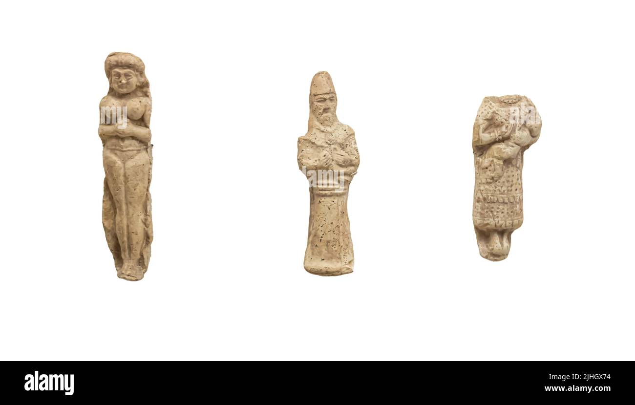Terracota-Figuren, die Männer und Frauen aus Mesopotamien und dem Iran darstellen. Parthia - 3. c B.C. - 3. Jahrhundert A.D. Stockfoto