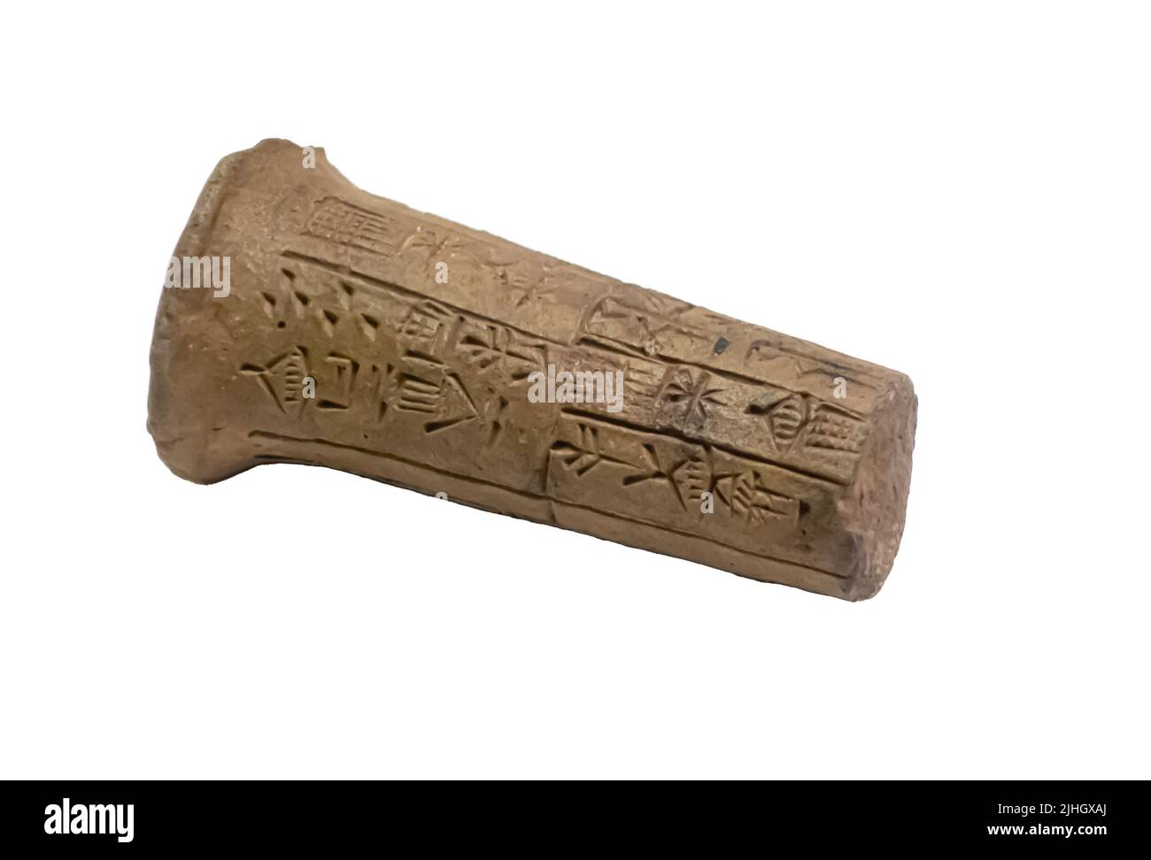 Tonkegel von Enanatum I mit einer Gebäudesinschrift, die dem Bau des Tempels der Göttin Inanna in Lagash gewidmet ist. Preargonic-Periode. 2700-2350 V. CHR. Stockfoto