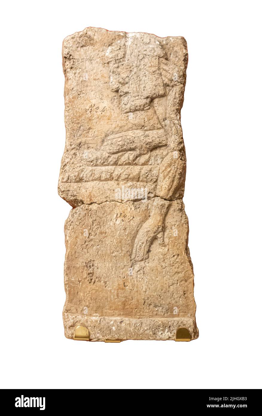 Ein Mann, der ein Gewicht schleppt. Detail aus der Skulptur im Palast von Sanherib in Ninive, Kuyunjik. Kalkstein. Anfang des 7.. Jahrhunderts v. Chr. Stockfoto