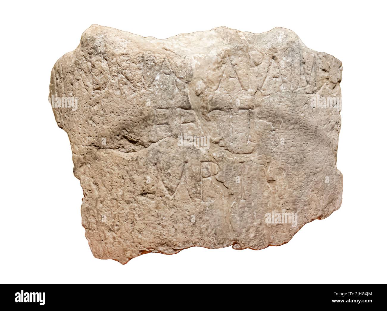 Fragment eines römischen Meilensteins - Kalkstein - Palmyra, Syrien. 2. Jahrhundert Stockfoto