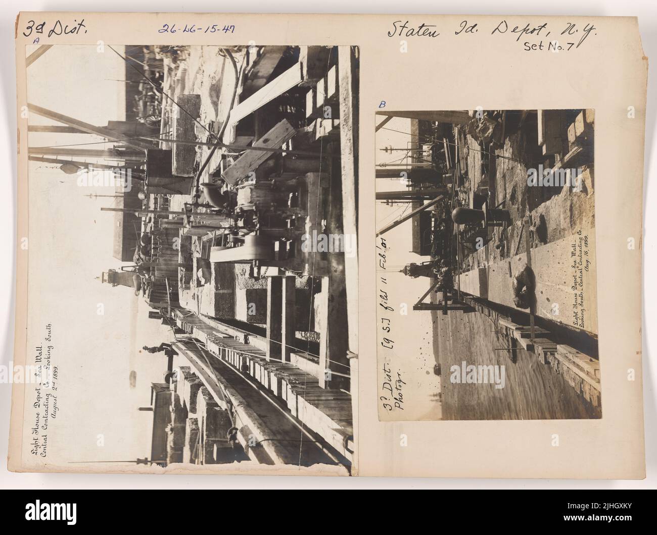 NY - Staten Island. Staten Island Depot. Light House Depot Sea-Wall, Looking South, Central Contracting Co., 16. August 1899. Stockfoto