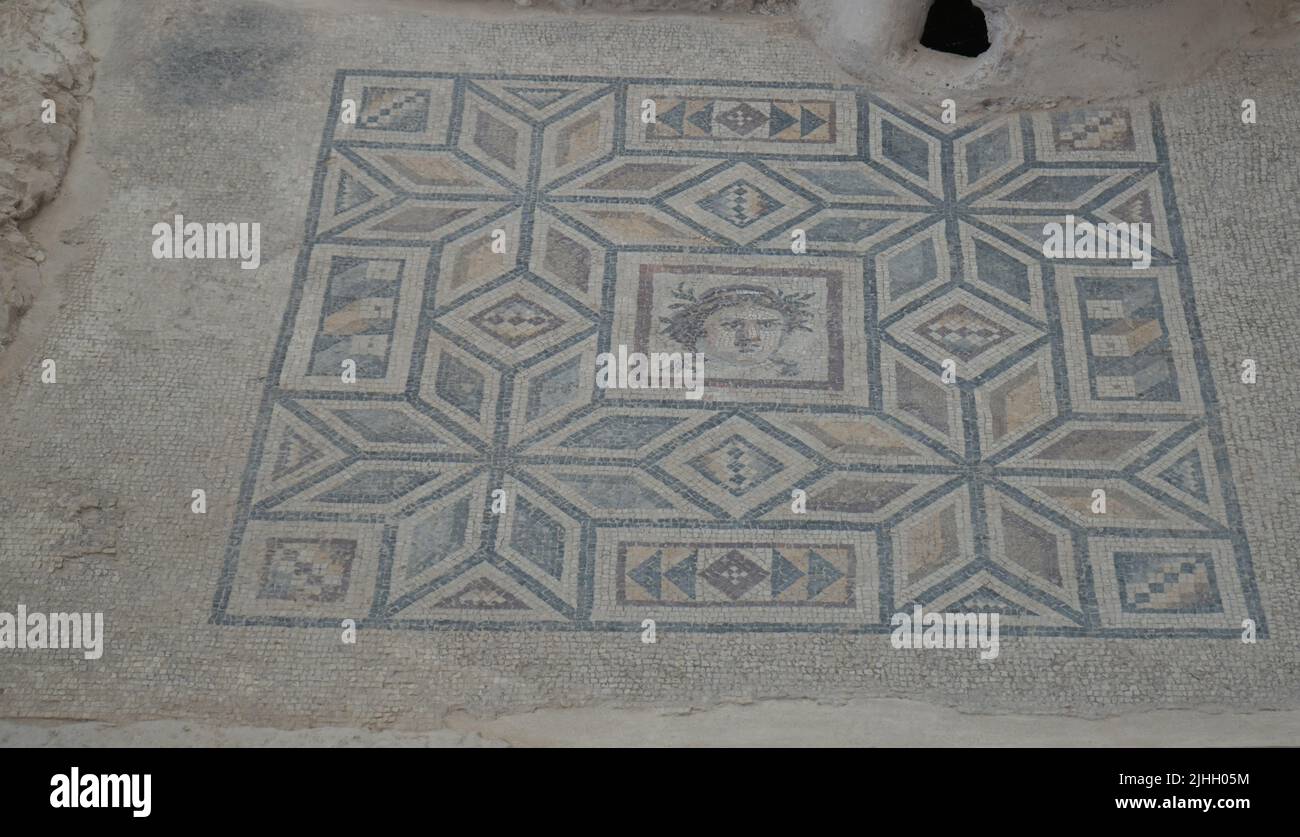 Das Mosaik des Dyonisus in der Stadt Zeugma, das von den Griechen gegründet und später von den Römern vor dem Euphat fortgesetzt wurde. Welterbe. Stockfoto