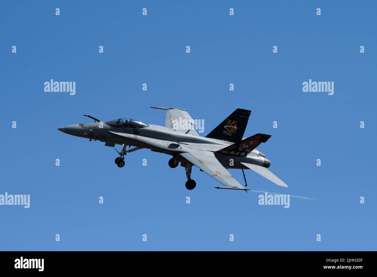 Royal International Air Tattoo, RAF Fairford, Großbritannien. 16. Juli 2022. McDonnell Douglas EF-18M Hornet Ala 15 der spanischen Luftwaffe. Stockfoto