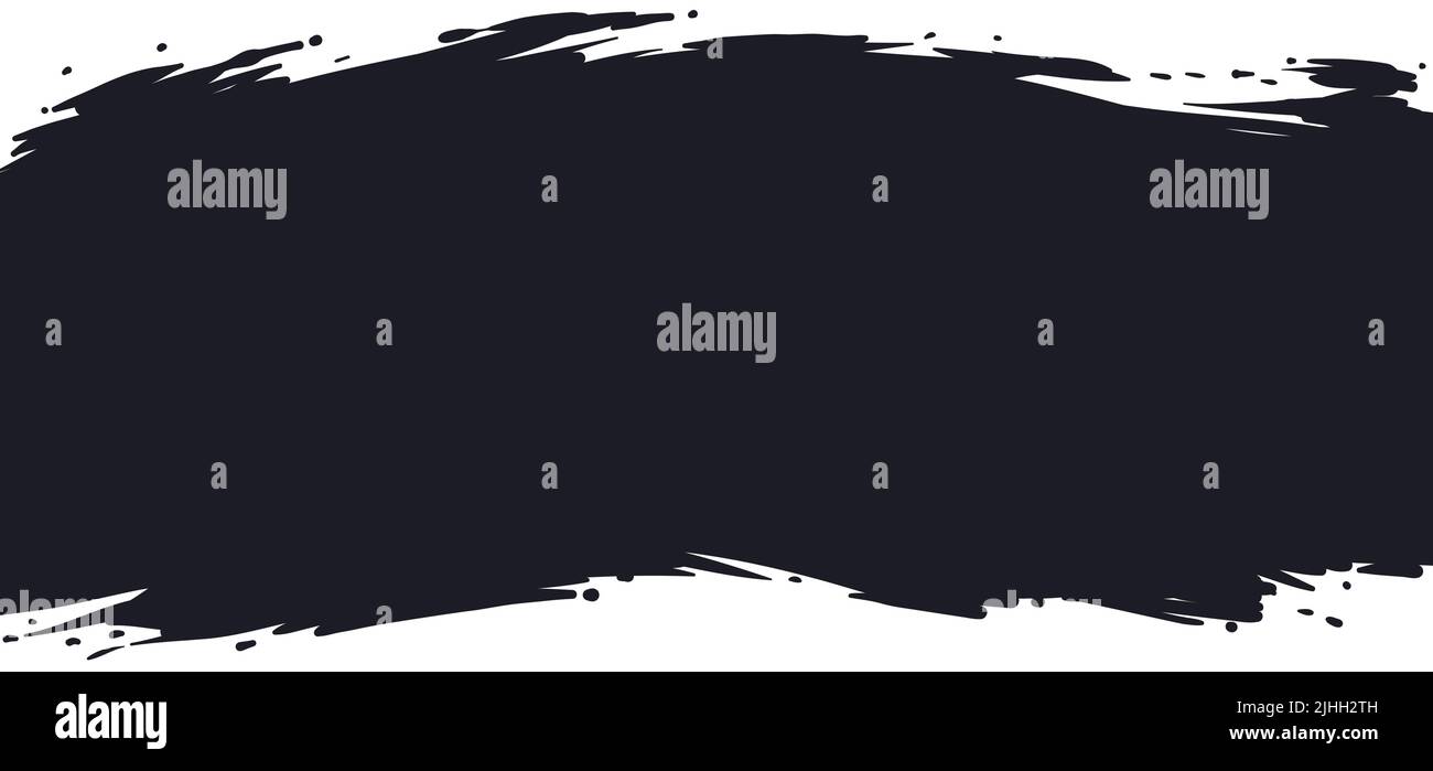 Konzeptionelle Vorlage wie ein schwarzer Pinselstrich in horizontaler Position über weißem Hintergrund. Stock Vektor