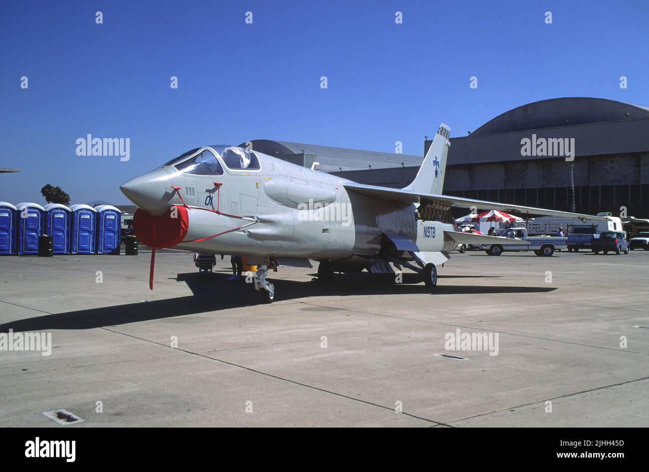 Vought F-8 Crusader auf der NAS Miramar Air Show in San Diego, Kalifornien Stockfoto