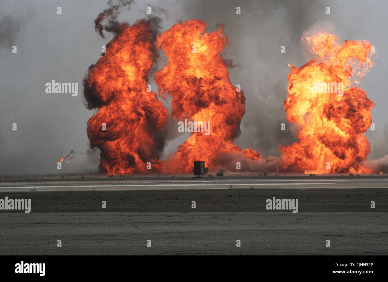 Dreifache explosive Feuerbälle Stockfoto