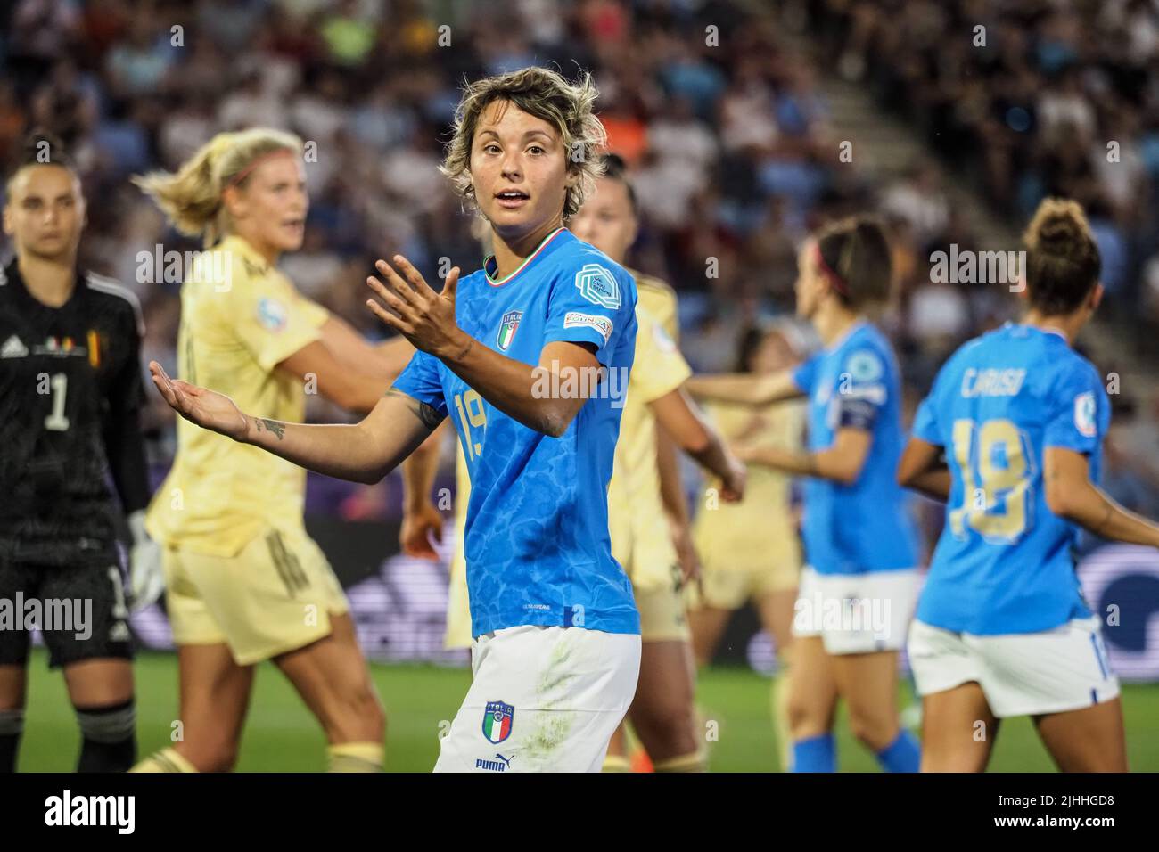 Manchester, England. 18/07/2022, . Manchester, England, 18. 2022. Juli: Valentina Giacinti (19 Italien) im Einsatz während des UEFA-Fußballspiels der Frauen 2022 zwischen Italien und Belgien im Academy Stadium in Manchester, England (Natalie Mincher/SPP) Quelle: SPP Sport Pressefoto. /Alamy Live News Stockfoto