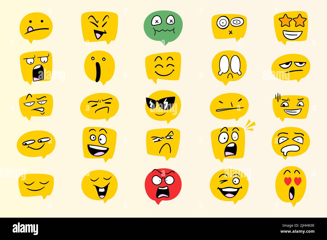 Lustige Gesicht Emoticon Blase Vektor-Set Stock Vektor