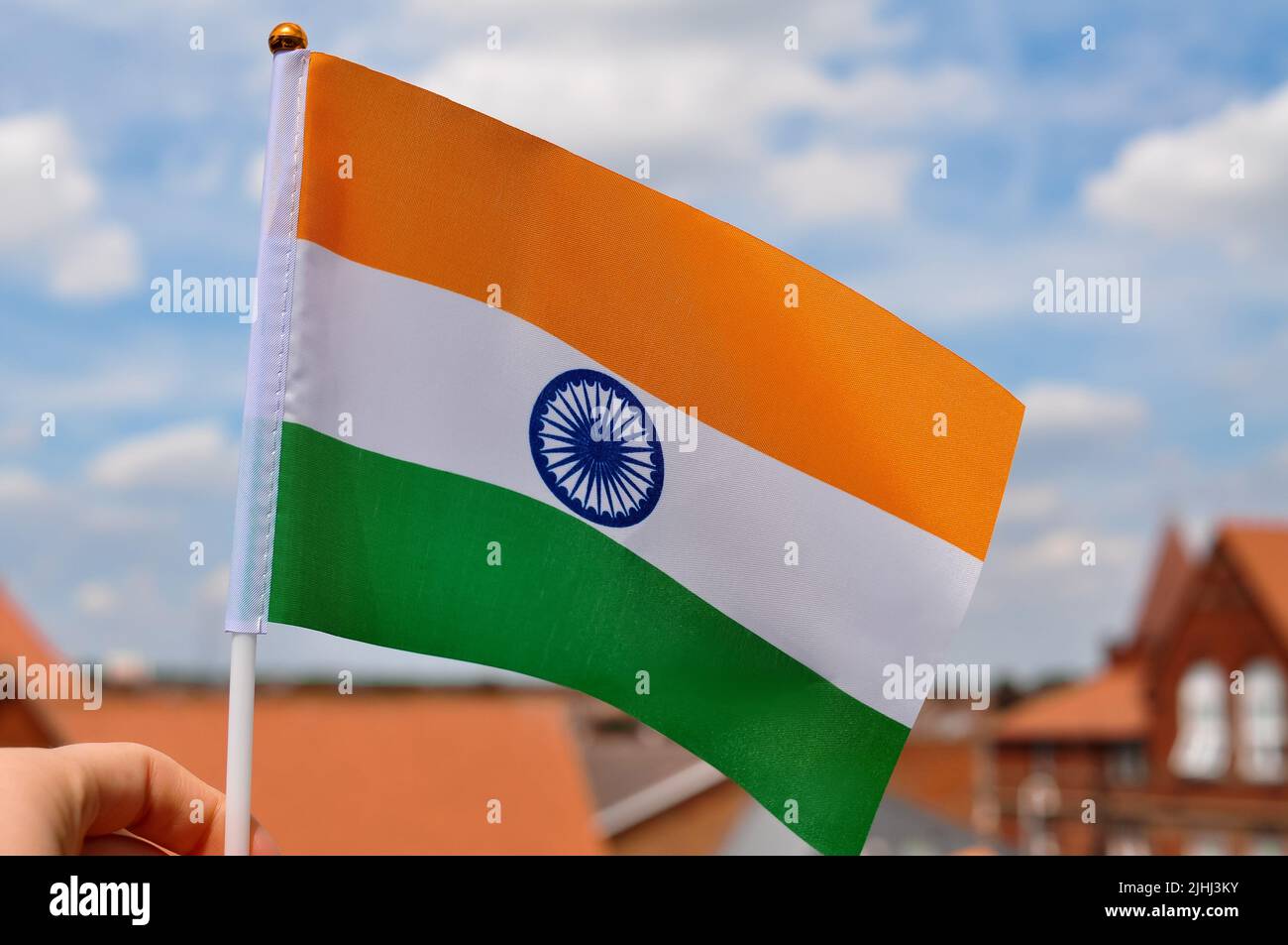 Die Nationalflagge indiens orange weiß und grün Stockfoto
