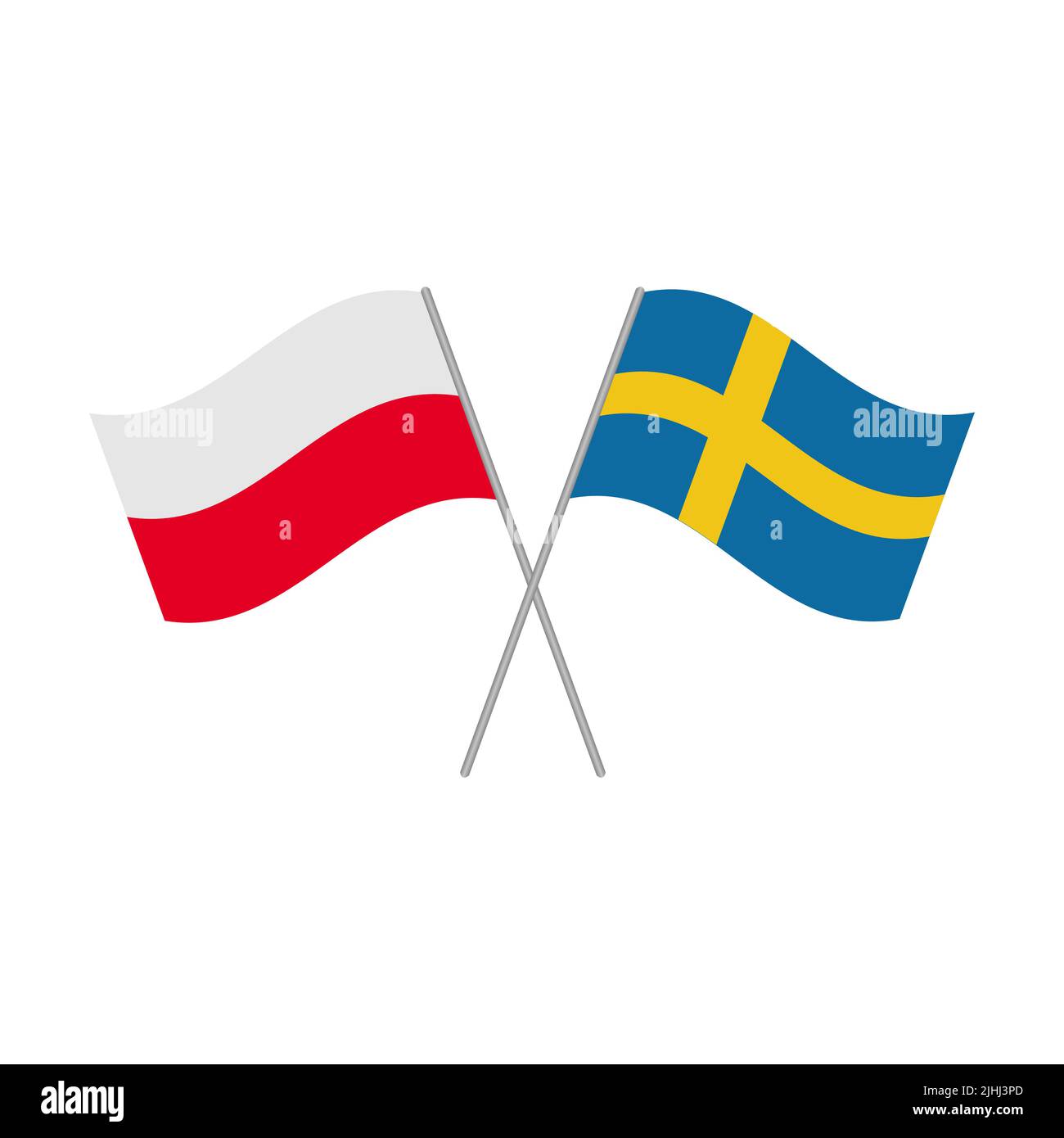 Symbol für polnische und schwedische Flaggen auf weißem Hintergrund isoliert. Vektorgrafik Stock Vektor