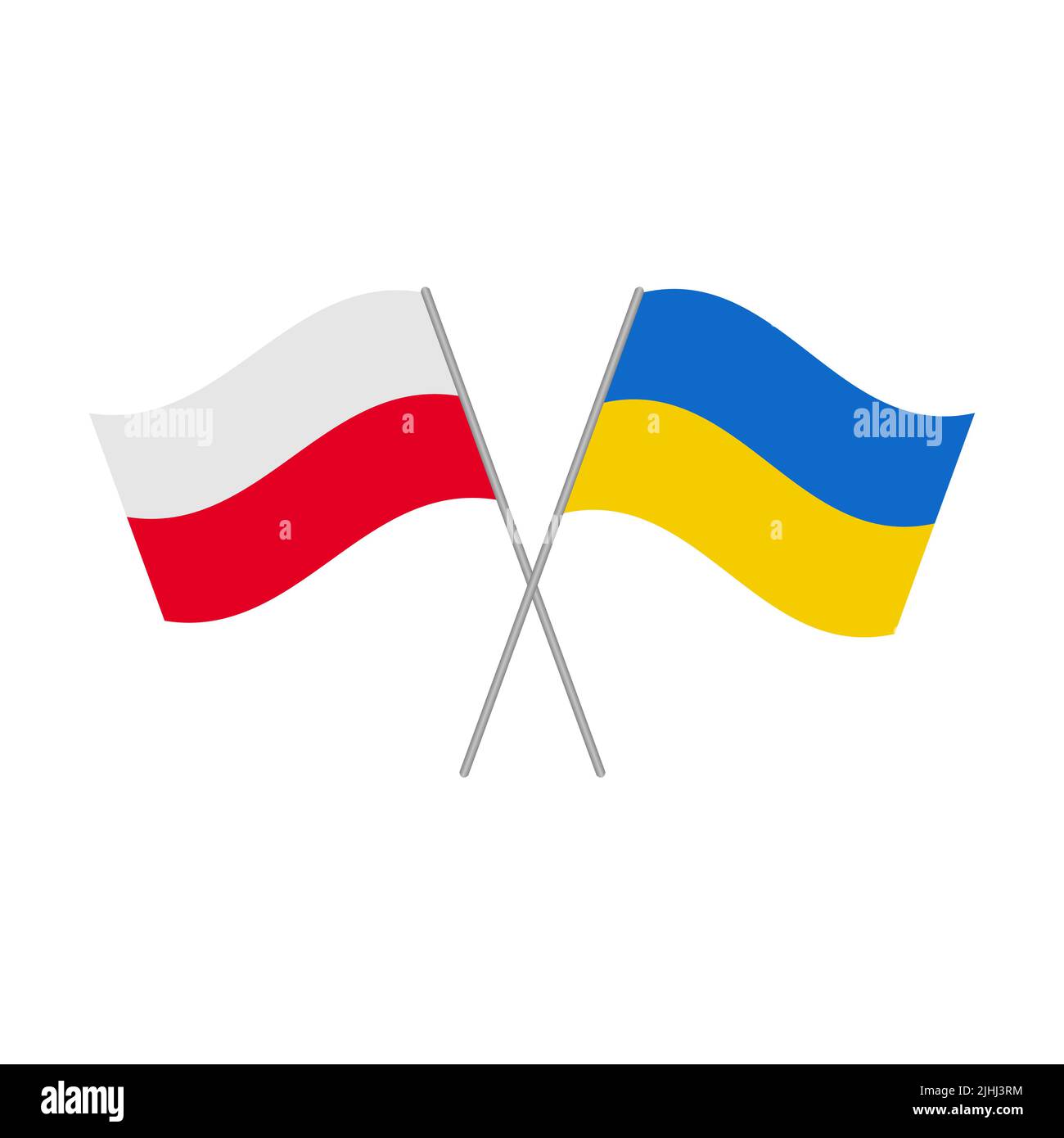 Symbol für polnische und ukrainische Flaggen auf weißem Hintergrund isoliert. Vektorgrafik Stock Vektor