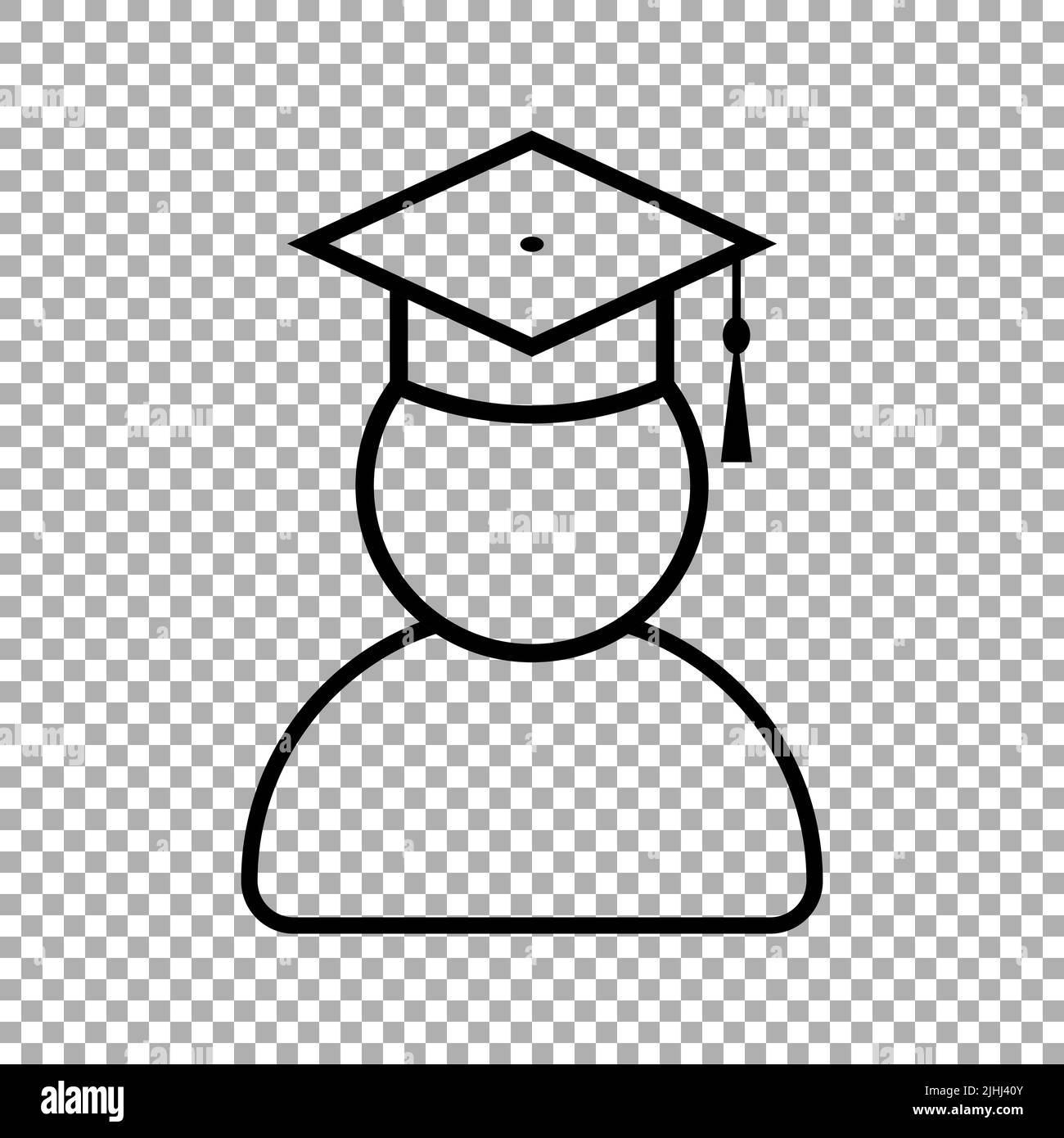 Graduate Student mit Abschlusskappe Symbol isoliert auf transparentem Hintergrund. Vektorgrafik Stock Vektor