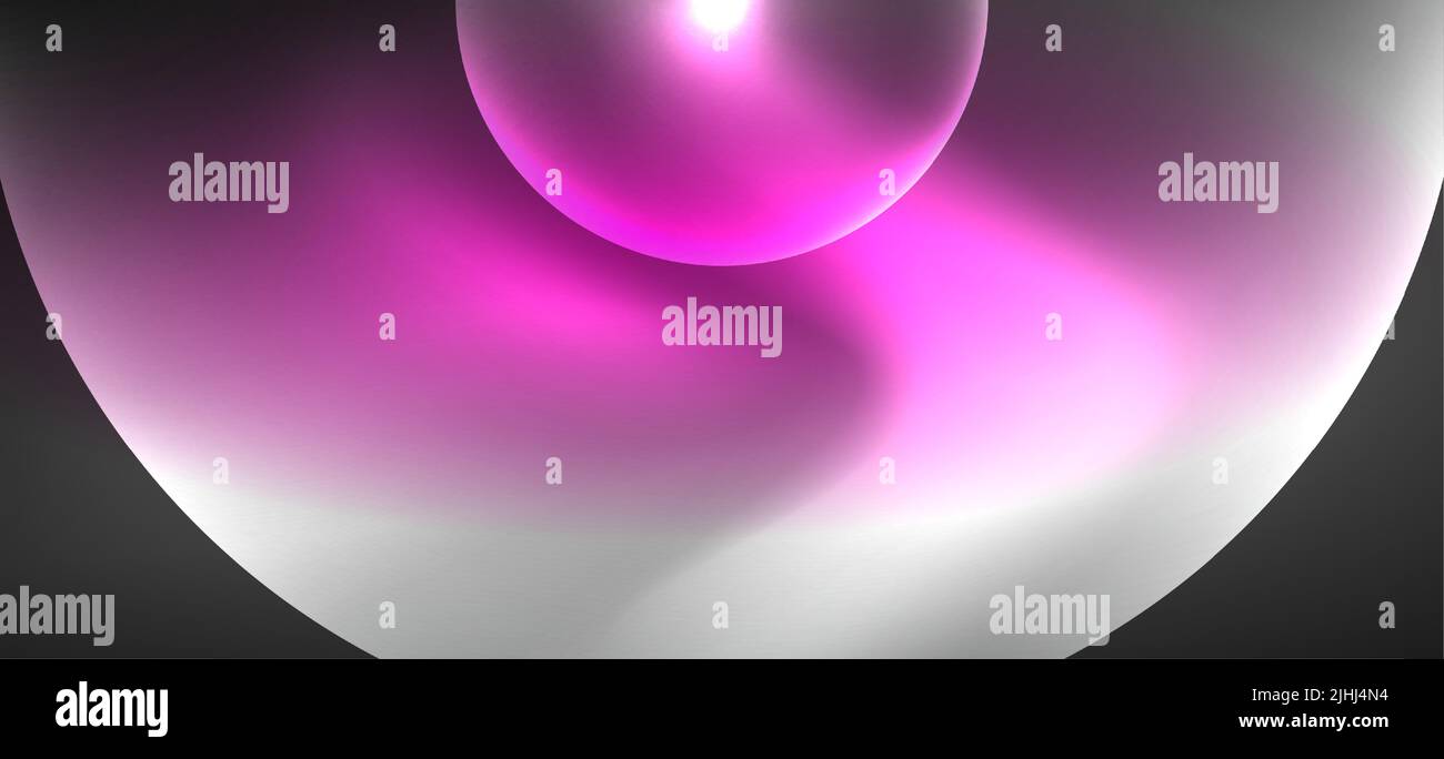 Abstrakter Hintergrund mit Neon-Lichteffekten. Runde Formen, Dreiecke und Kreise. Wallpaper für Konzept der KI-Technologie, Blockchain, Kommunik Stock Vektor