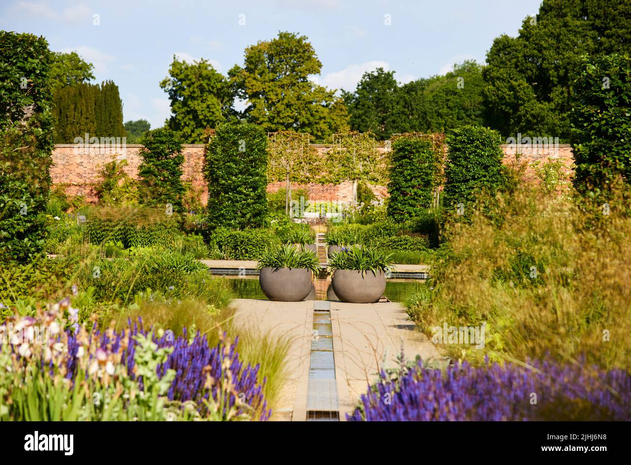 RHS Bridgewater in Worsley, Salford. Das Paradise Garden Wasserspiel Stockfoto