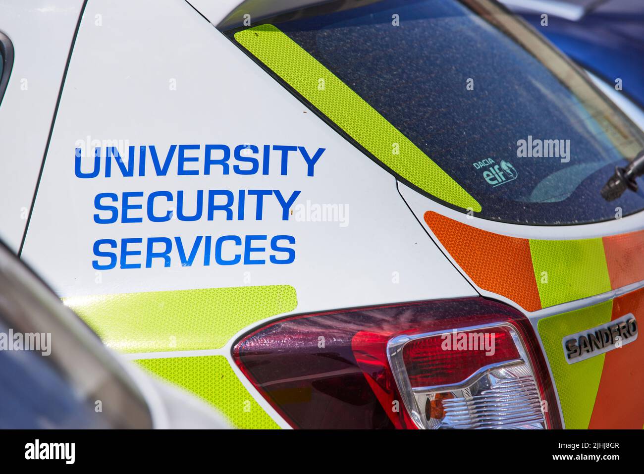 University Security Auto Woodhouse, Leeds University Stockfoto