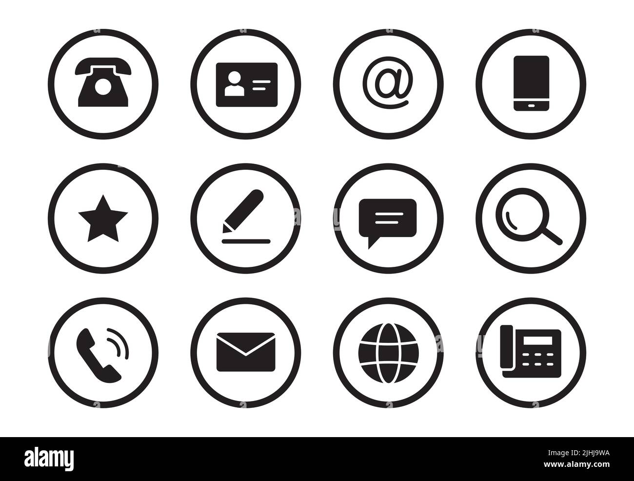 Symbol f?r Telefon, E-Mail-Kontakt. E-Mail, Telefon-Adresse,  Nachrichten-Symbol f?r Website-Schaltfl?che. Schwarzes Icon-Set im  Piktogramm-Design. Vektorgrafik Stock-Vektorgrafik - Alamy